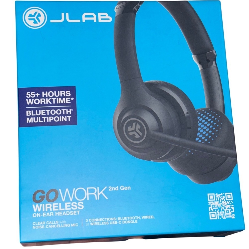 JLab GO Work Gen 2 Wireless Headset Boom Mic Bluetooth USB-C Dongle New